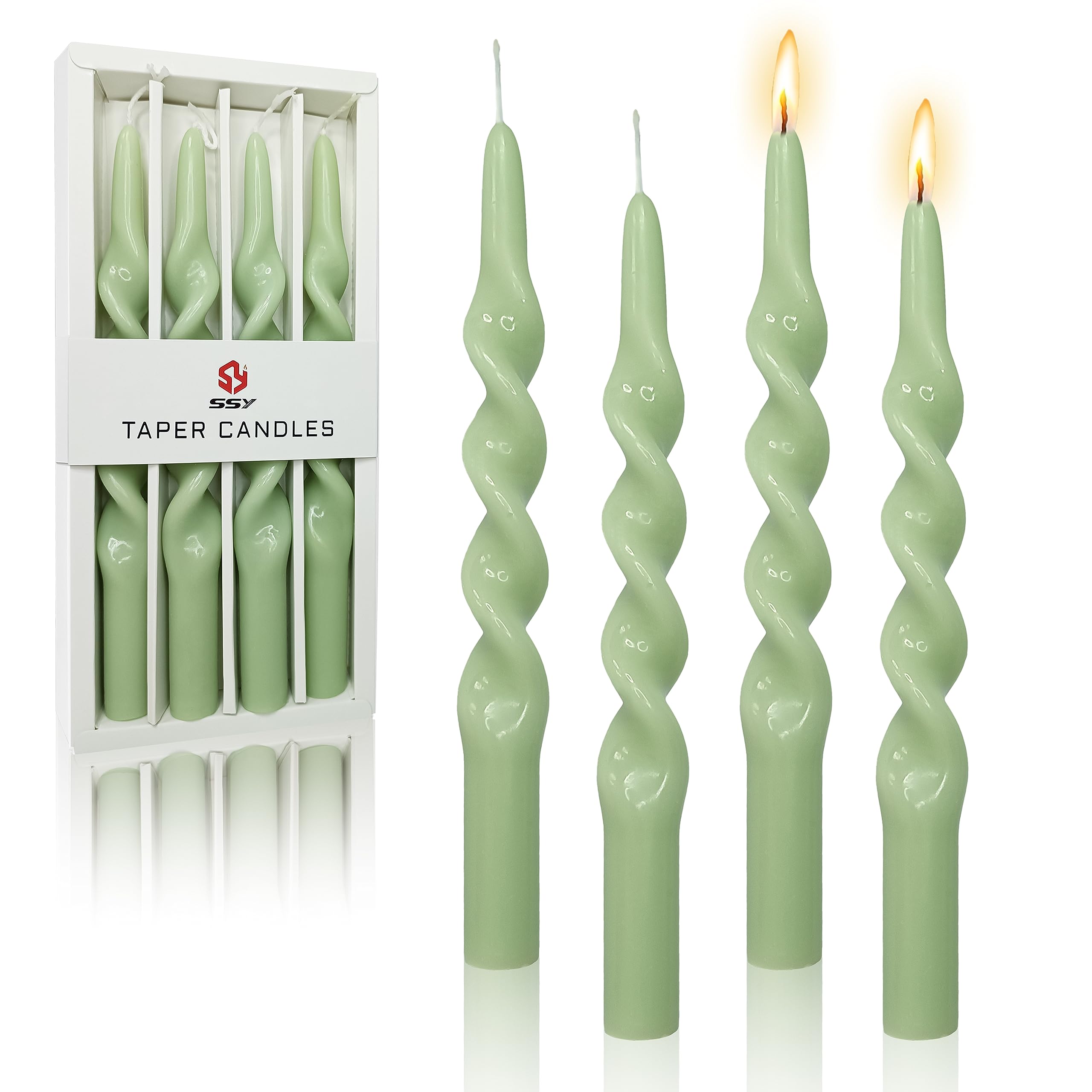 FCMSHAMD Handmade Spiral Taper Candles - Unscented Long Candles Colored Wax Twisted Candle - 10 Inch Candle Sticks for Wedding D