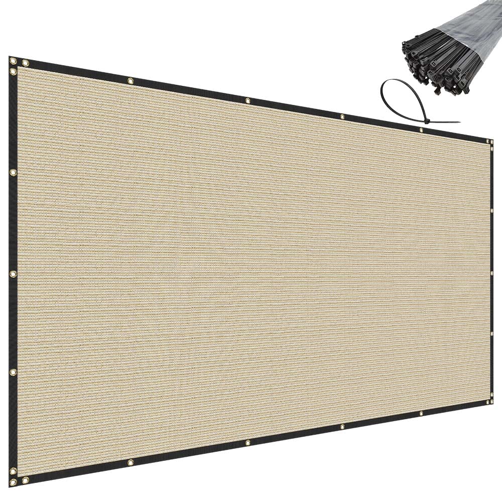 Sunnyroyal Privacy Fence Screen Heavy Duty Windscreen Net Fabric With Brass Grommets Outdoor 4' X 155' Beige