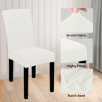 Easy-Going 100% Waterproof Dining Room Chair Cover Set Of 4, Stretch Jacquard Parson Chair Slipcover Removable Washable Chair Protector For Home, Restaurant, Banquet (Xlarge, Cream)