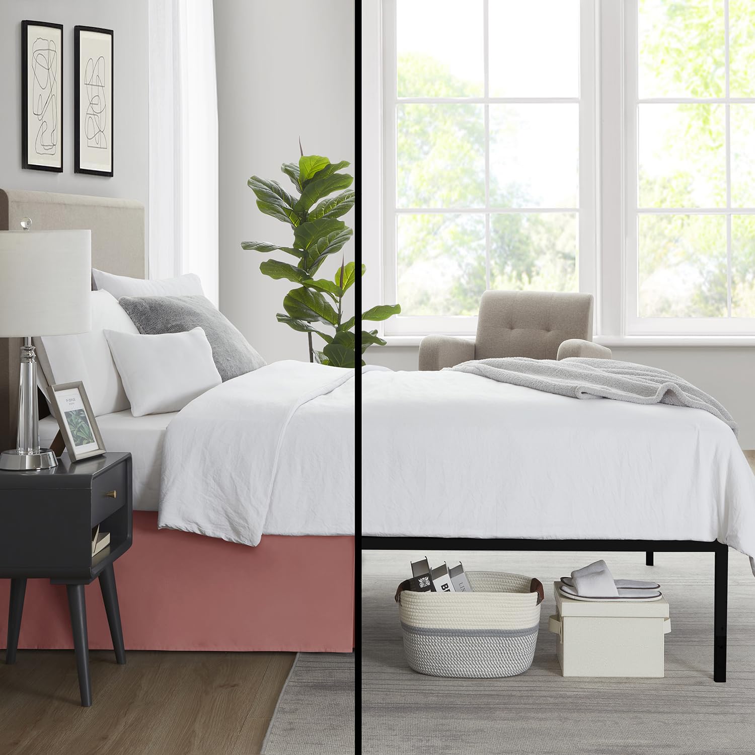 Nestl Pink Clay Bed Skirt King Size - King Bed Skirt 14 Inch Drop - Brushed Microfiber Bed Skirts - Hotel Quality Pleated Bed Skirt - Shrinkage & Fade Resistant