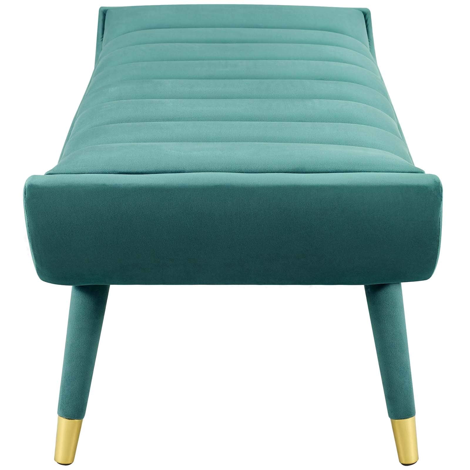Modway Guess Channel Tufted Performance Velvet Metal Accent Bench in Green - Thumbnail 5
