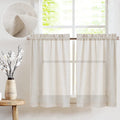 jinchan Beige Kitchen Curtains Linen Tier Curtains 24 Inch Farmhouse Cafe Curtains Light Filtering Small Window Curtains Flax Co