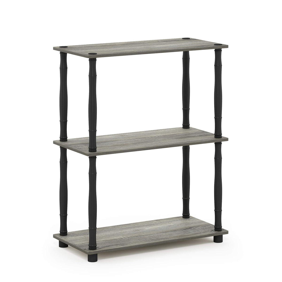 Furinno 18029GYW/BK Turn-N-Tube 3-Tier Compact Multipurpose Shelf Display Rack, Classic, French Oak Grey/Black, 3-Tier Classic Tubes