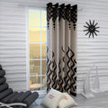 Home Sizzler Abstract Opaque 1 Piece Wave Panel Eyelet Polyester Window Curtains  5 Feet, Brown