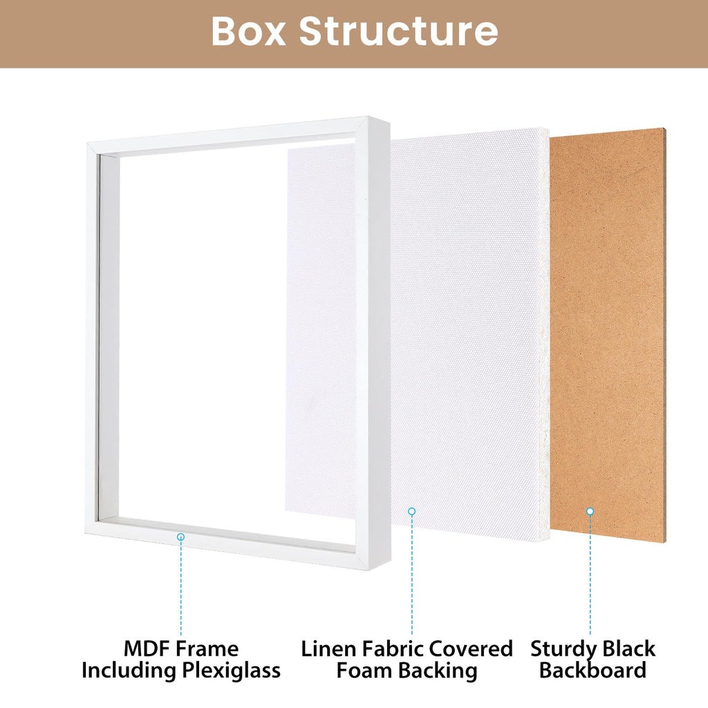 Califortree 12X16 Large Shadow Box Frame With Soft Linen Back - Metal Push Pins Included, Memory Shadow Box Display Case For Bou