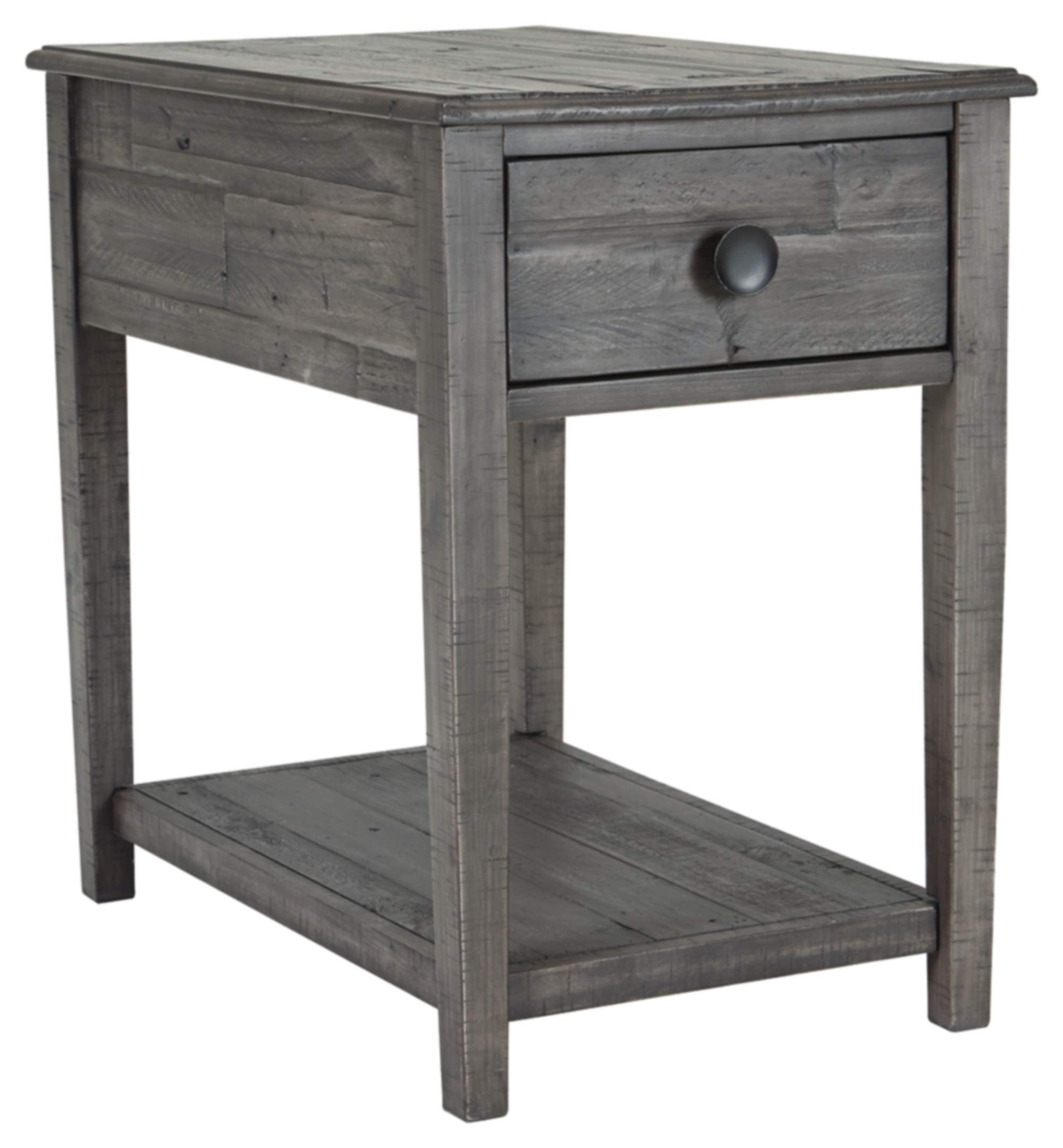Signature Design by Ashley Borlofield Farmhouse Rectangular End Table with Drawer, Gray