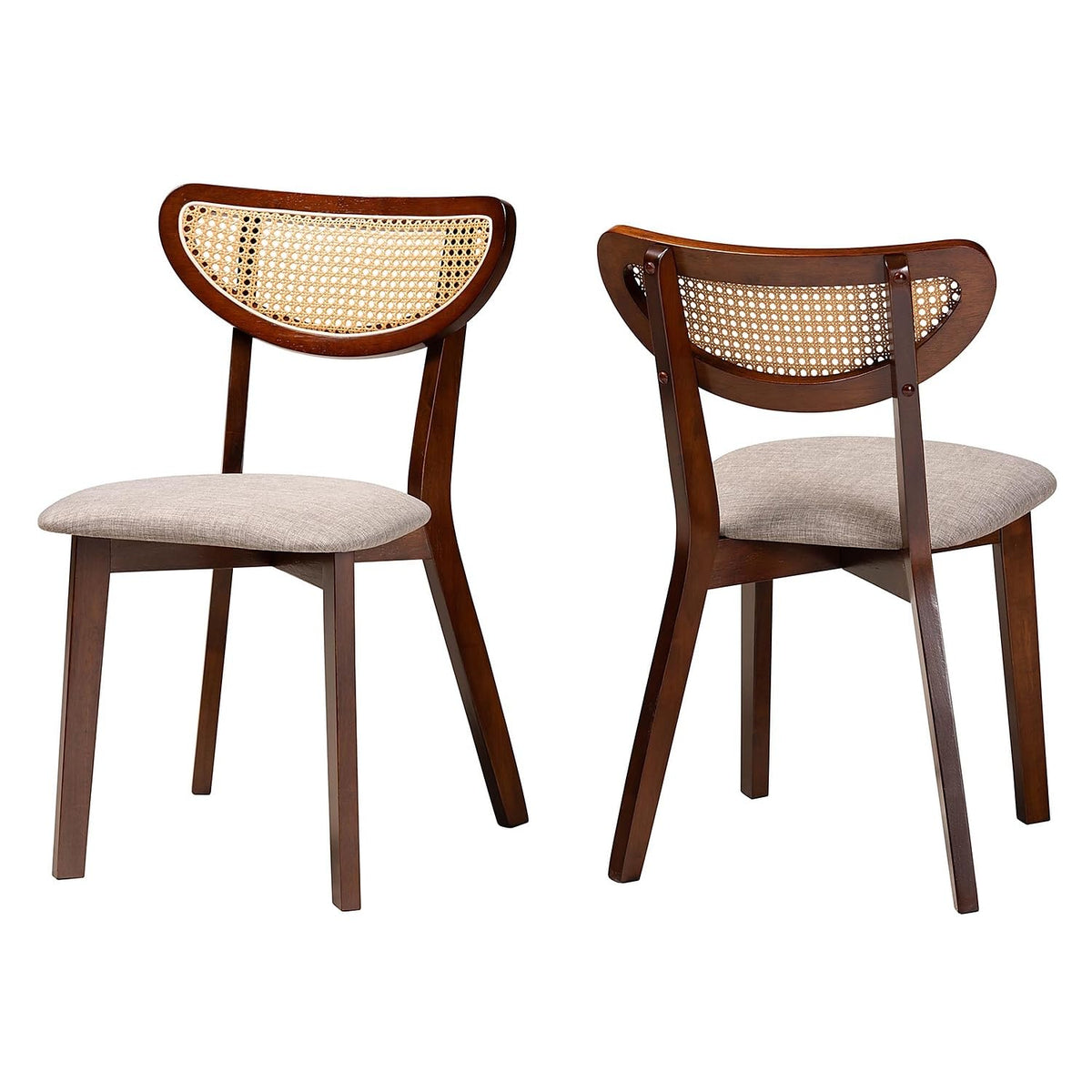 Baxton Studio Dannell Mid-Century Fabric Dining Chair, Grey/Walnut Brown/Light Brown, 2/Set (236-2P-13290-Ht)