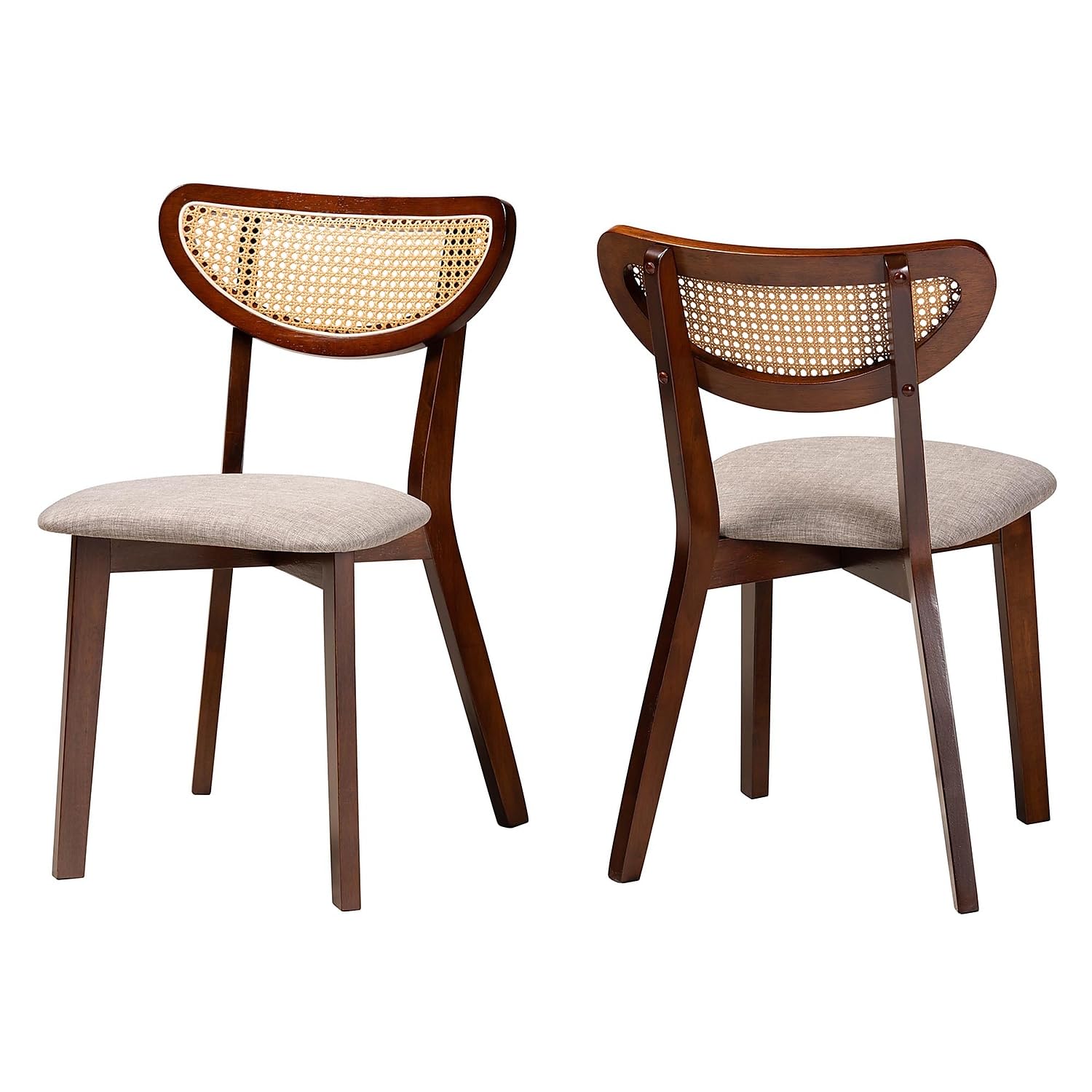 Baxton Studio Dannell Mid-Century Fabric Dining Chair, Grey/Walnut Brown/Light Brown, 2/Set (236-2P-13290-Ht)