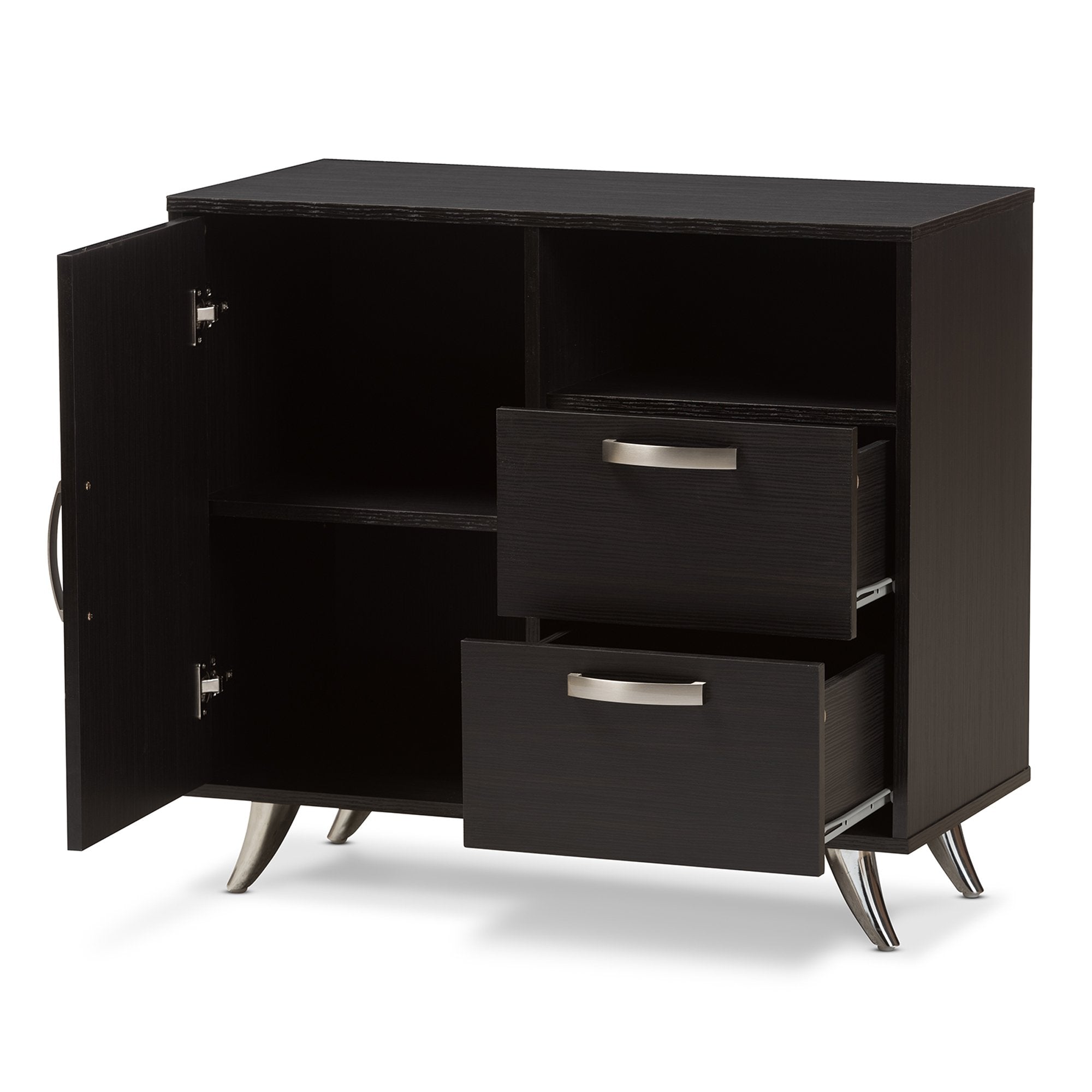 Baxton Studio Warwick Wood Top Buffet in Dark Brown