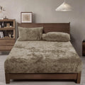 Phf Truly Velvet Fitted Sheet Only California King Size, Luxury Super Soft Cozy Comfy Fleece Bottom With 15' Deep Pocket, Suitable For Fall Winter And Spring, No Pillowcases, Khaki