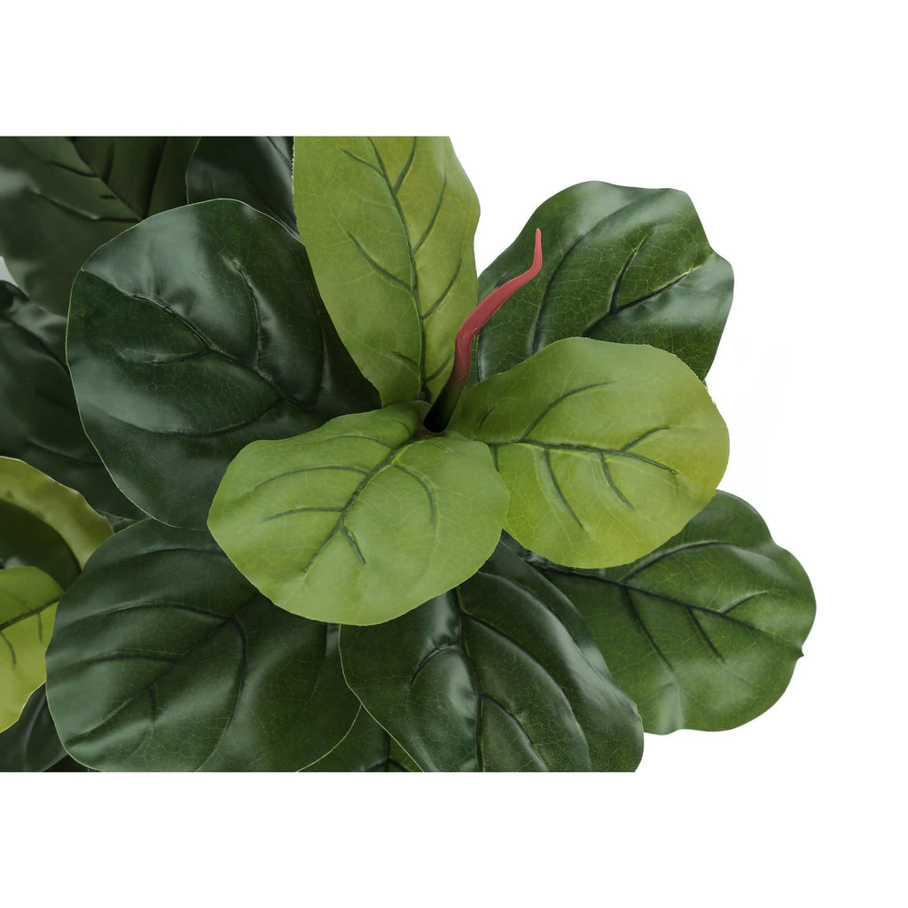 Monarch Specialties I 9541 Artificial Plant, 47' Tall, Fiddle Tree, Indoor, Faux, Fake, Floor, Greenery, Potted, Real Touch, Decorative, Green Leaves, Black Pot