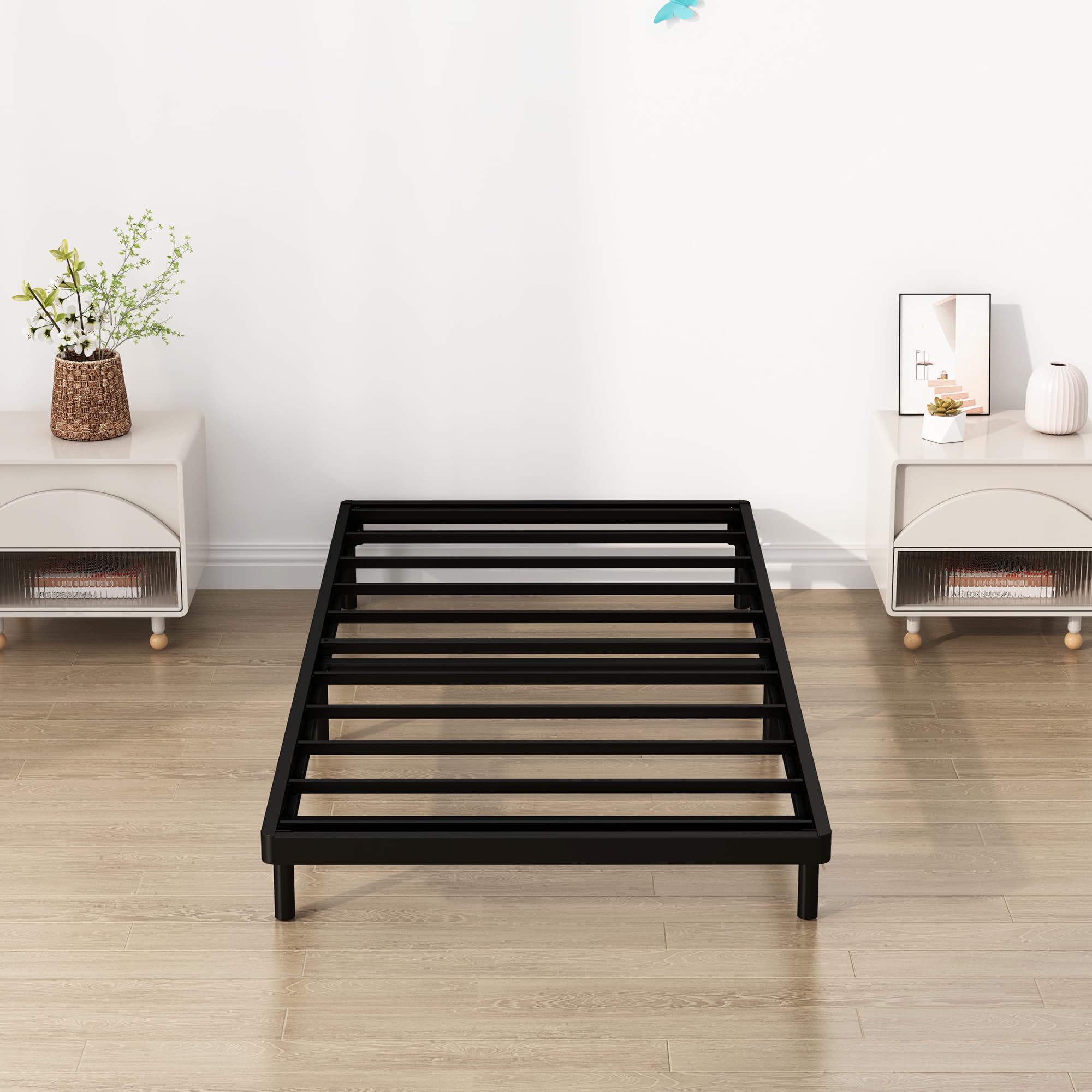 Upcanso Twin Box Spring Bed Base 2 Inch, Low Profile Metal Boxspring Twin Bunkie Board 2 Inch, 2000 Lbs Max Weight Capacity Mattress Foundation, Noise-Free, Easy Assembly