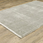 HomeRoots 510865 8 x 11 ft. Gray & Ivory Geometric Shag Power Loom Stain Resistant Rectangle Area Rug