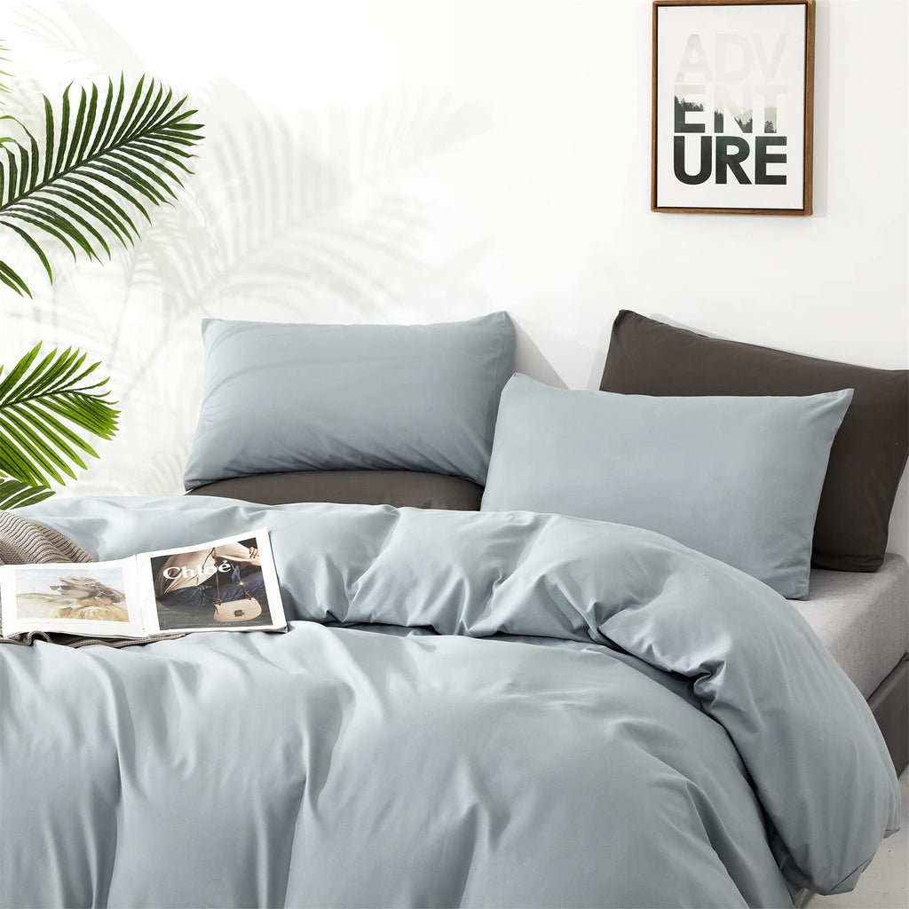 Clothknow Light Blue Comforter Set Twin 3Pcs Haze Blue Bedding Comforter Sets Dusty Blue Comforter Twin Soft Light Blue Comforte