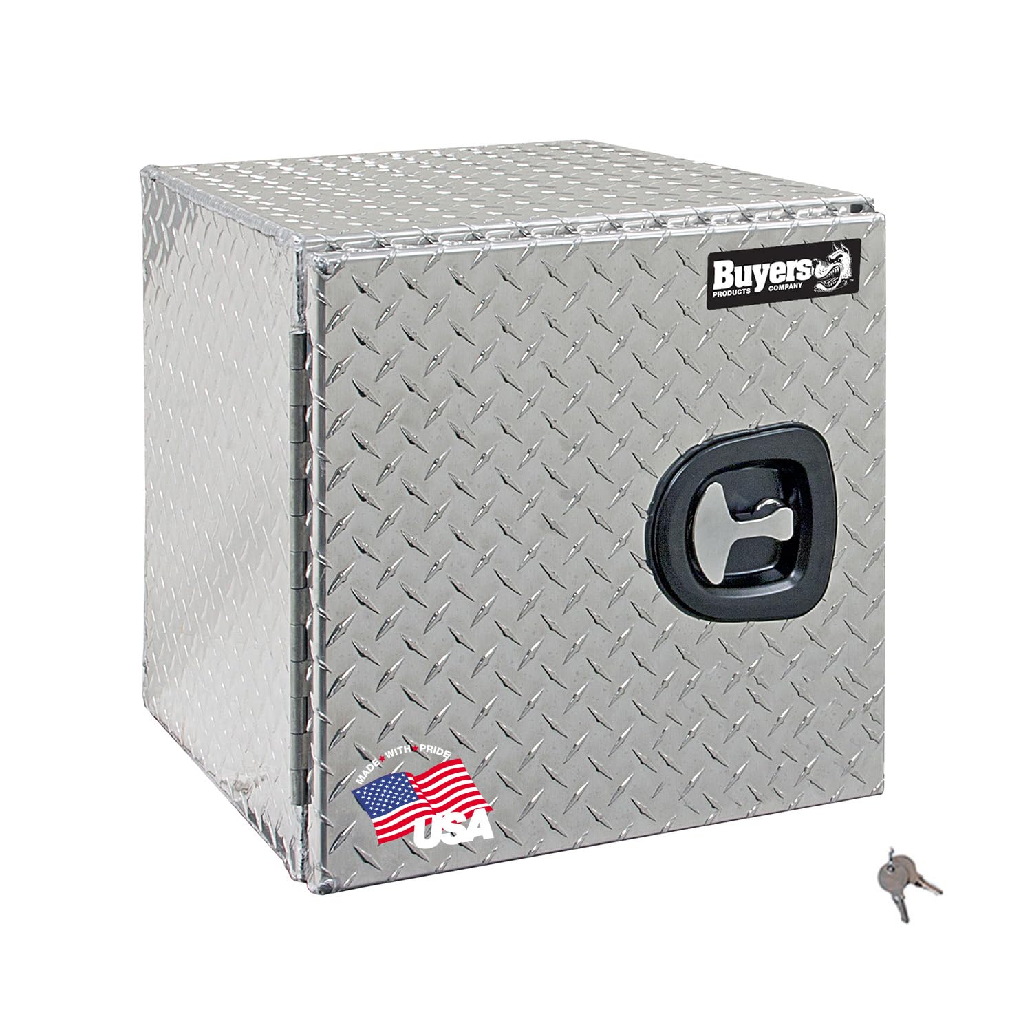 Buyers Products 1705201 Aluminum Underbody Truck Box, 18 x 18 x 18 Inch, Silver Diamond Tread Truck Tool Box W/ Locking Barn Doo