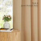 Nicetown Linen Flax Semi Sheer Curtains 72' Length, Grommet Top Bedroom Window Treatments Privacy With Light Filtering Vertical Drapes For Loft/Bedroom, Burlap, W55 X L72, 2 Panels