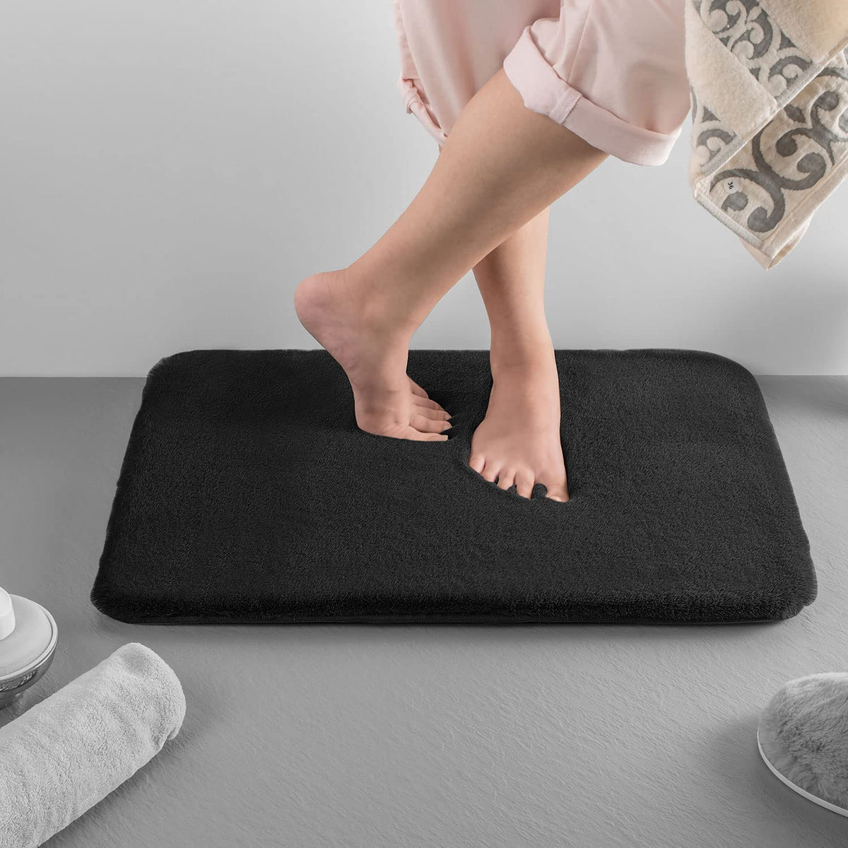 BSPS (40x60 cm Solid 2000 GSM Microfiber Bath Mat Super Absorbent/Floor Mat (Grey) 1 Piece Model: Water Absorb 7