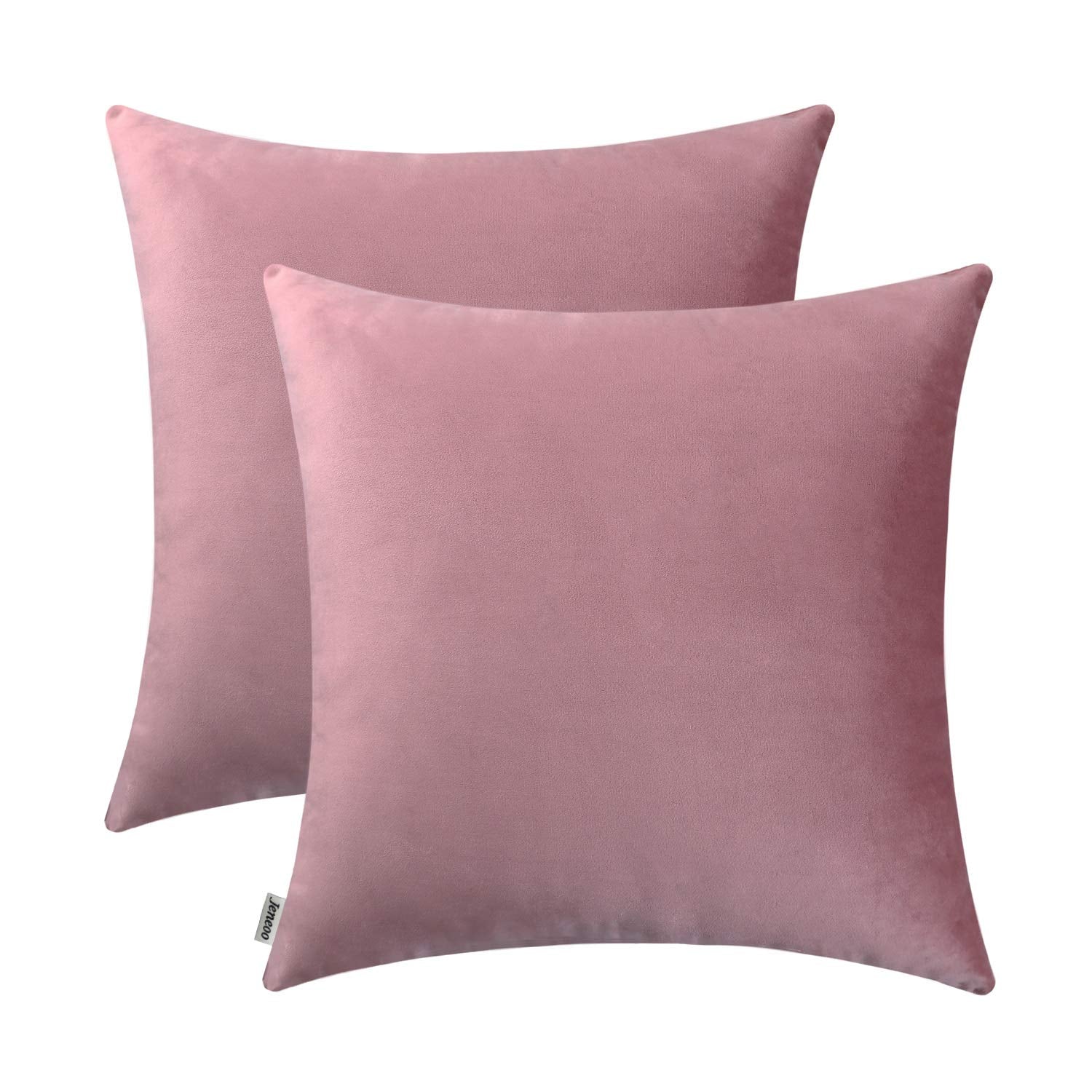 Jeneoo Comfy Soft Thick Velvet Throw Pillow Covers For Sofa Couch, Decorative Solid Square Cushion Cases For Bedroom Car (Dusty