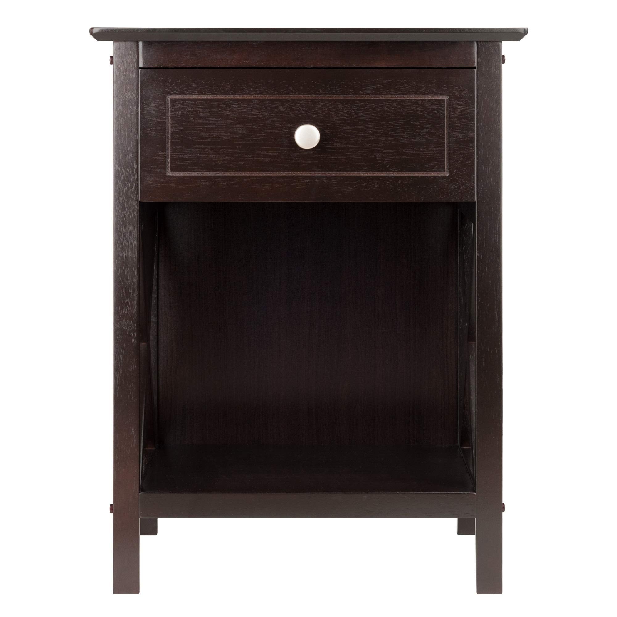 Ergode Claire Curved Nightstand - White | Versatile Bedroom Accent Table | Pull-Out Drawer & Bottom Shelf | (23419-VV)