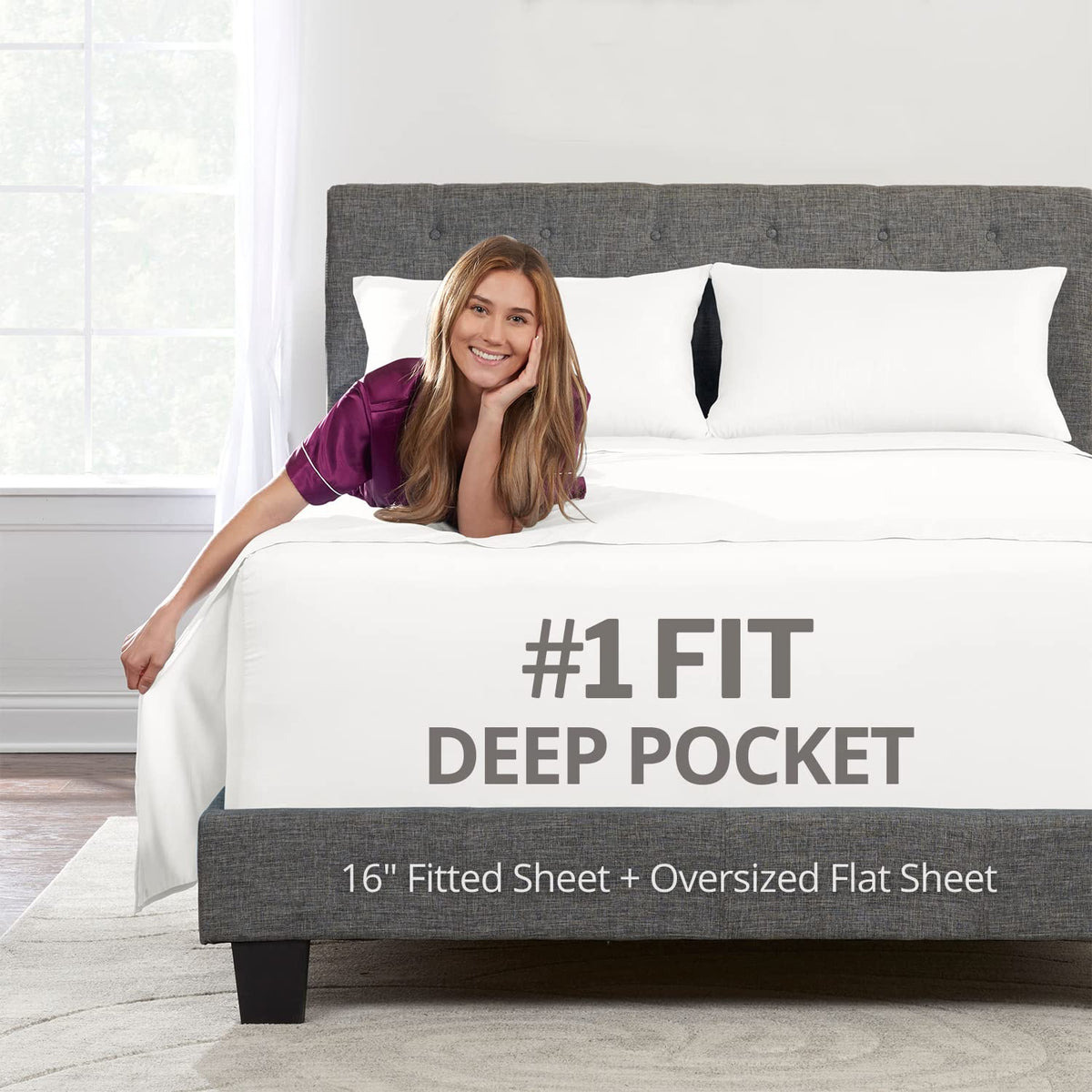 California King Sheets - 4 Piece Cal King Sheets Set - Cal King Bed Sheets Real 16    Deep Pockets Fitted Sheet - Oversize Flat