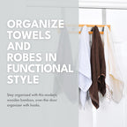 Toilettree Products Bamboo Stainless Steel Over-The-Door Towel Hooks - Durable Coat, Clothes, And Towel Rack To Use In The Bathr