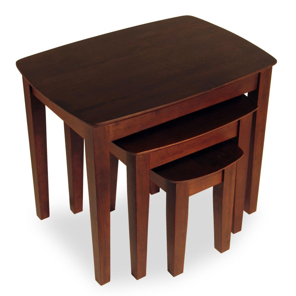 Winsome Solid Composite Wood 3-Piece Nesting Table - Antique Walnut