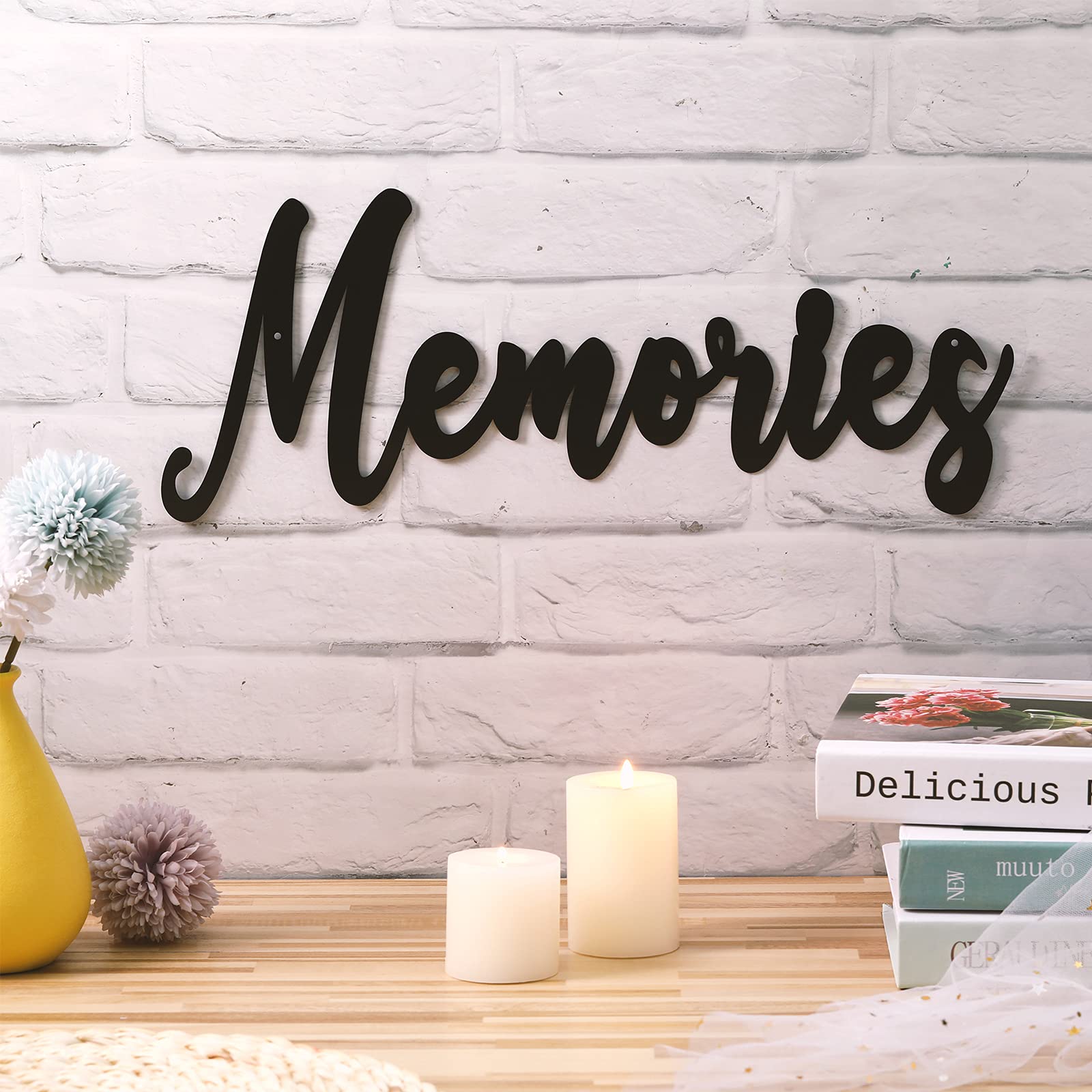 Hotop Metal Word Sign Memories Word Sign Rustic Black Cutout Memories Wall Decor For Home Library Office Diy Party Housewarming