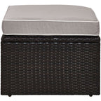 Crosley Furniture Palm Harbor Wicker Outdoor Ottoman Foot Rest for Patio, Deck, Porch, Brown with Gray Cushions