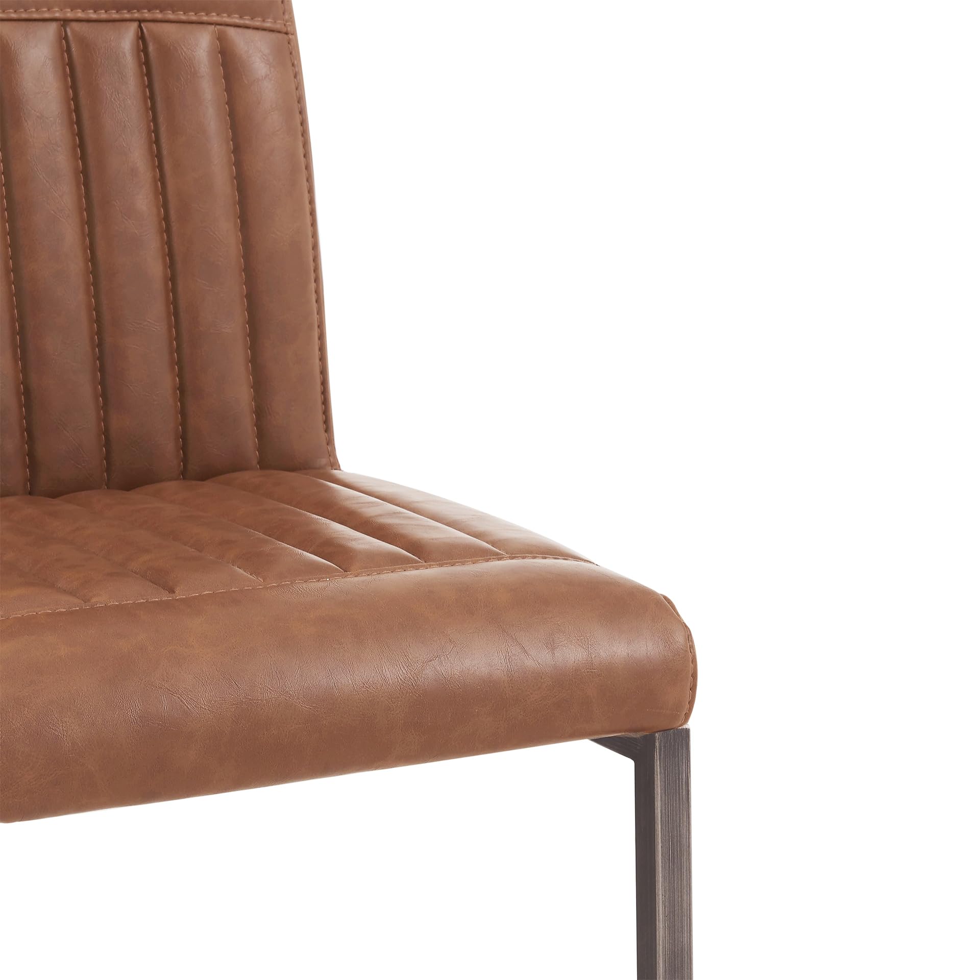 New Pacific Direct Ronan Pu Leather Counter, Set Of 2 Bar & Counter Stools, Antique Cigar Brown