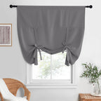 NICETOWN Blackout Curtain for Kitchen Window, Energy Efficient Tie Up Shades for Living Room Rod Pocket Balloon Shade for Thanks