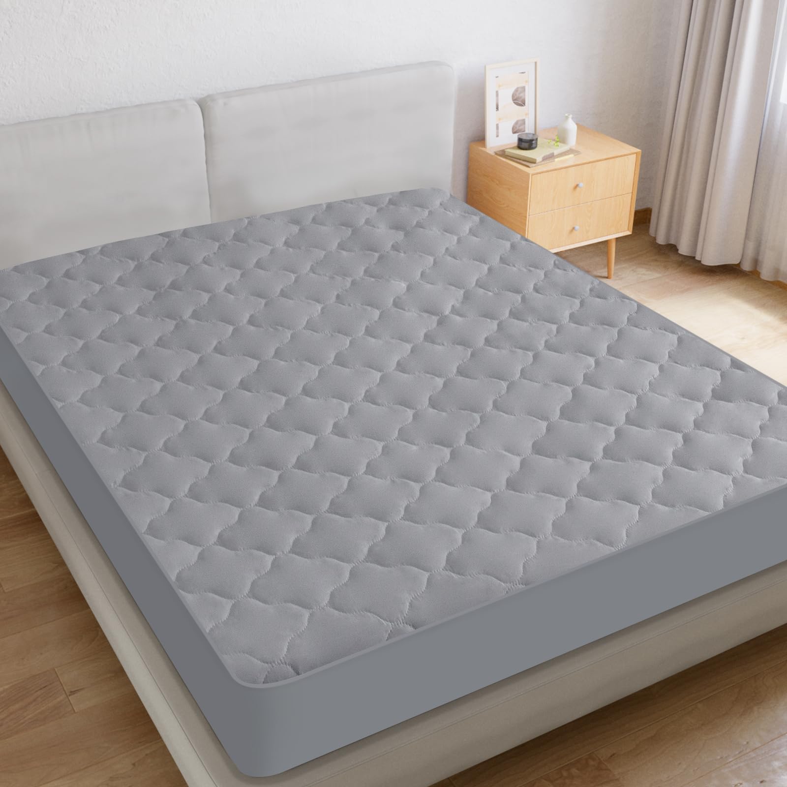 Twin Mattres Protector Pad Waterproof Quilted, Breathable & Cooling Twin Size Mattress Topper Cover Fitted For Kids With Deep Po