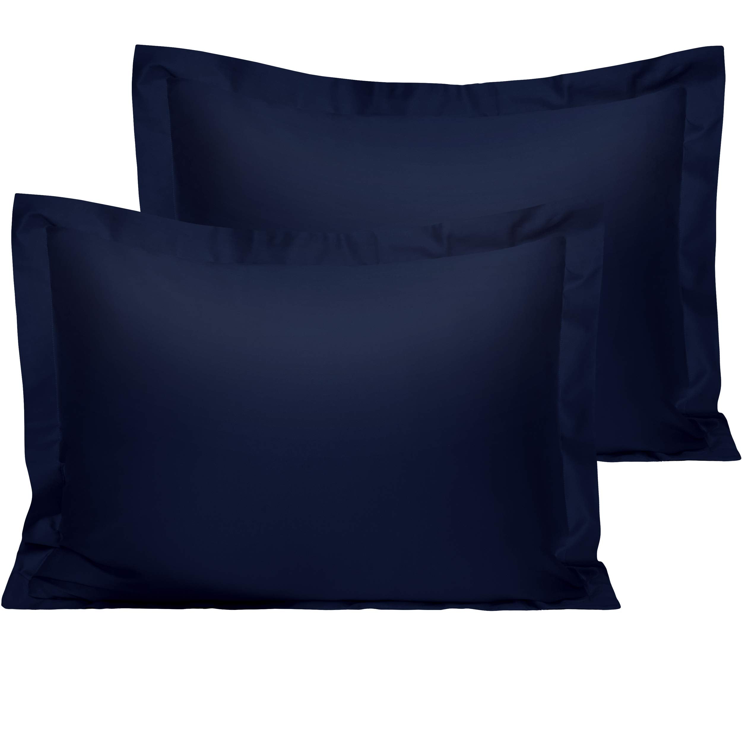Ntbay 2 Pack 500 Thread Count 100% Egyptian Cotton Queen Pillow Shams, Super Soft And Breathable Oxford Pillowcases For Bed, 20X30 Inches, Navy Blue