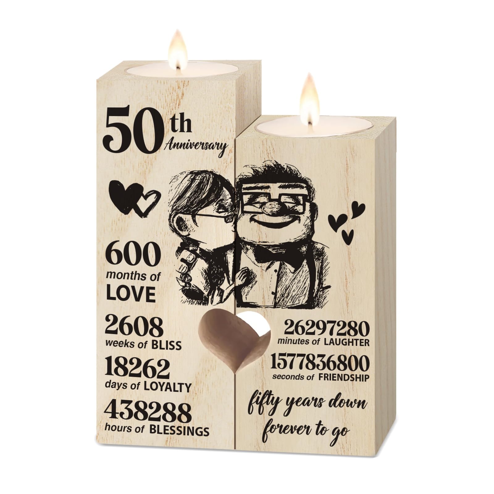 50th Golden Anniversary Wedding Gifts for Wife, Couples Gifts Candlestick,50th Wedding Anniversary Birthday Gifts for Wife from 