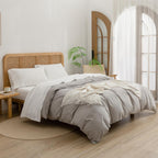Bestouch Sheet Set 100% Washed Cotton Linen Feel Super Soft Comfortable Chic Lightweight 4 Pcs Home Bedding Set Solid Off White