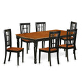 East West Furniture DONI7-BCH-W 7 Piece Modern Dining Table Set Consist of a Rectangle Wooden Table with Butterfly Leaf and 6 Dining Chairs, 42x78 Inch, Black & Cherry