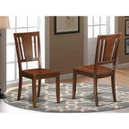East West Furniture Dudley Dining Room Slat Back Wood Seat Chairs, Set of 2, Mahogany
