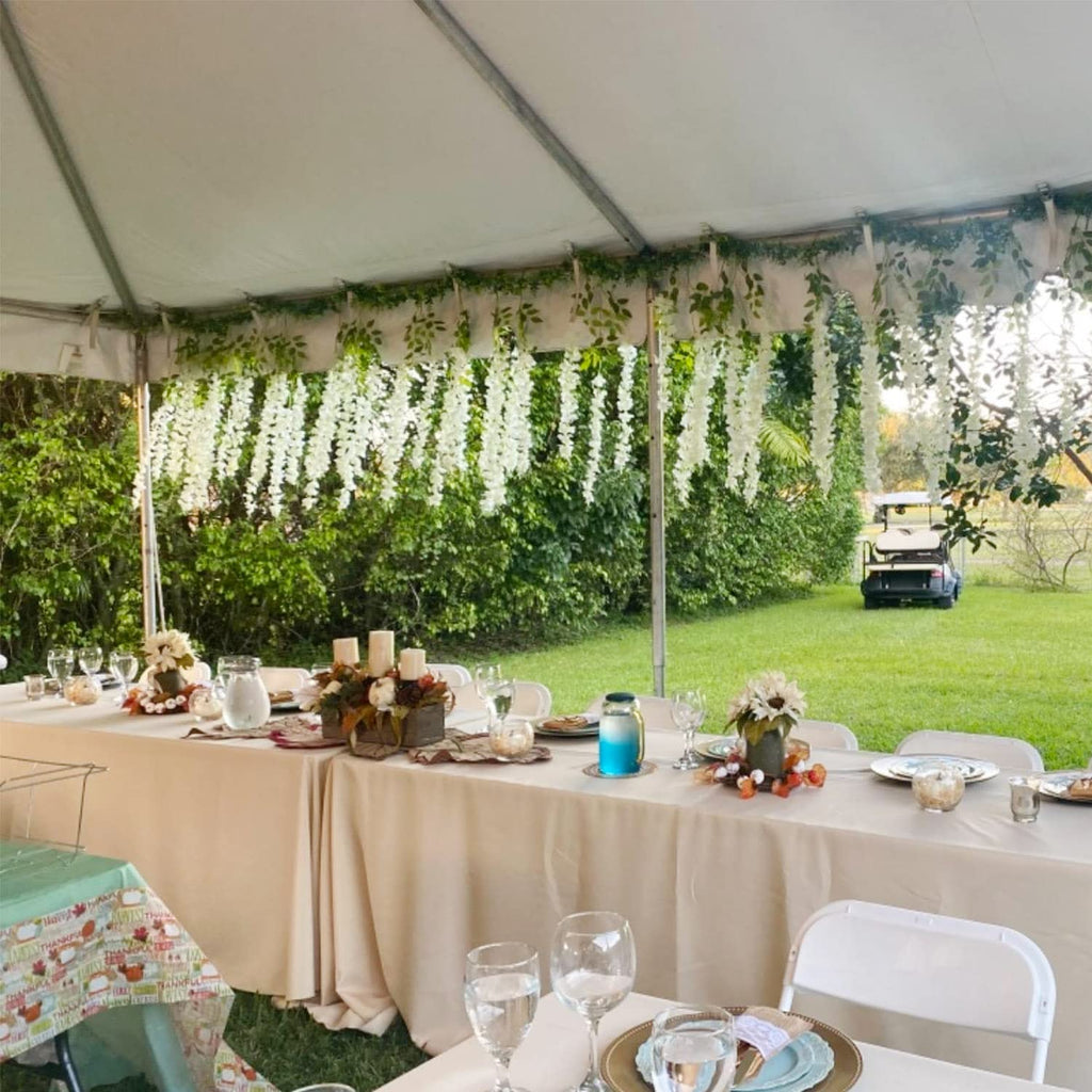Artificial Wisteria Hanging Flowers Fake Wisteria Flower Garland Silk Vines Rattan Decor For Home Wedding Arch Wall Garden Green