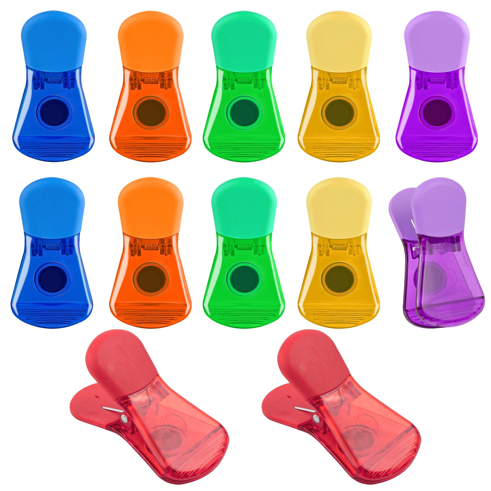 Vndueey 12 Pack Colorful Chip Clips Bag Clips, Magnetic Clips, Clips For Food Packages, Snack Bag Clips For Food Storage, Fridge