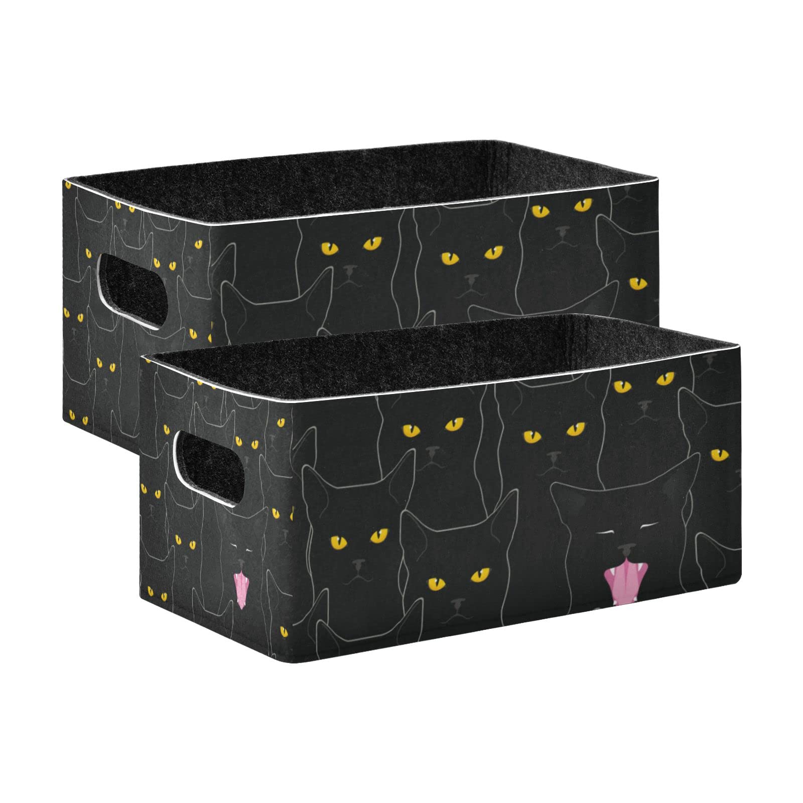 Kcldeci Black Cat Storage Bins Baskets for Organizing, Sturdy Storage Basket Foldable Storage Baskets for Shelves Closet Nursery