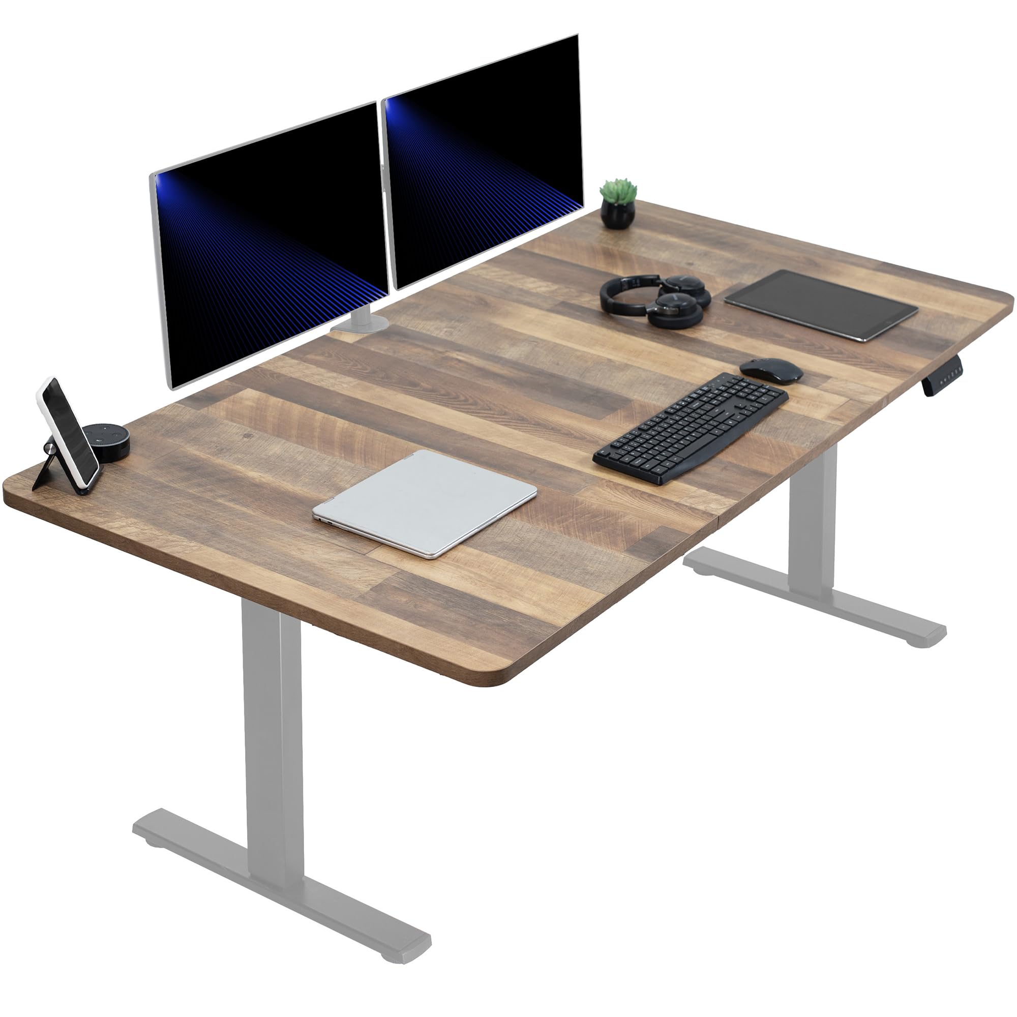 VIVO Electric 71 x 36 in Standing Desk, Memory Height Adjustment, 1B Series, Holds 220 lbs, Reclaimed Wood Top Gray Frame, DESK-