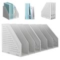 SAYEEC 2Pcs Collapsible Plastic Magazine File Holder Vertical Binder Storage Organizer for Desk Sturdy Upright Desktop Magazine 