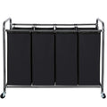 STO STO Laundry Sorter 4 Section, 4 Bag Laundry Hamper, Rolling Laundry Cart, Laundry Basket with Heavy Duty Lockable Wheels and