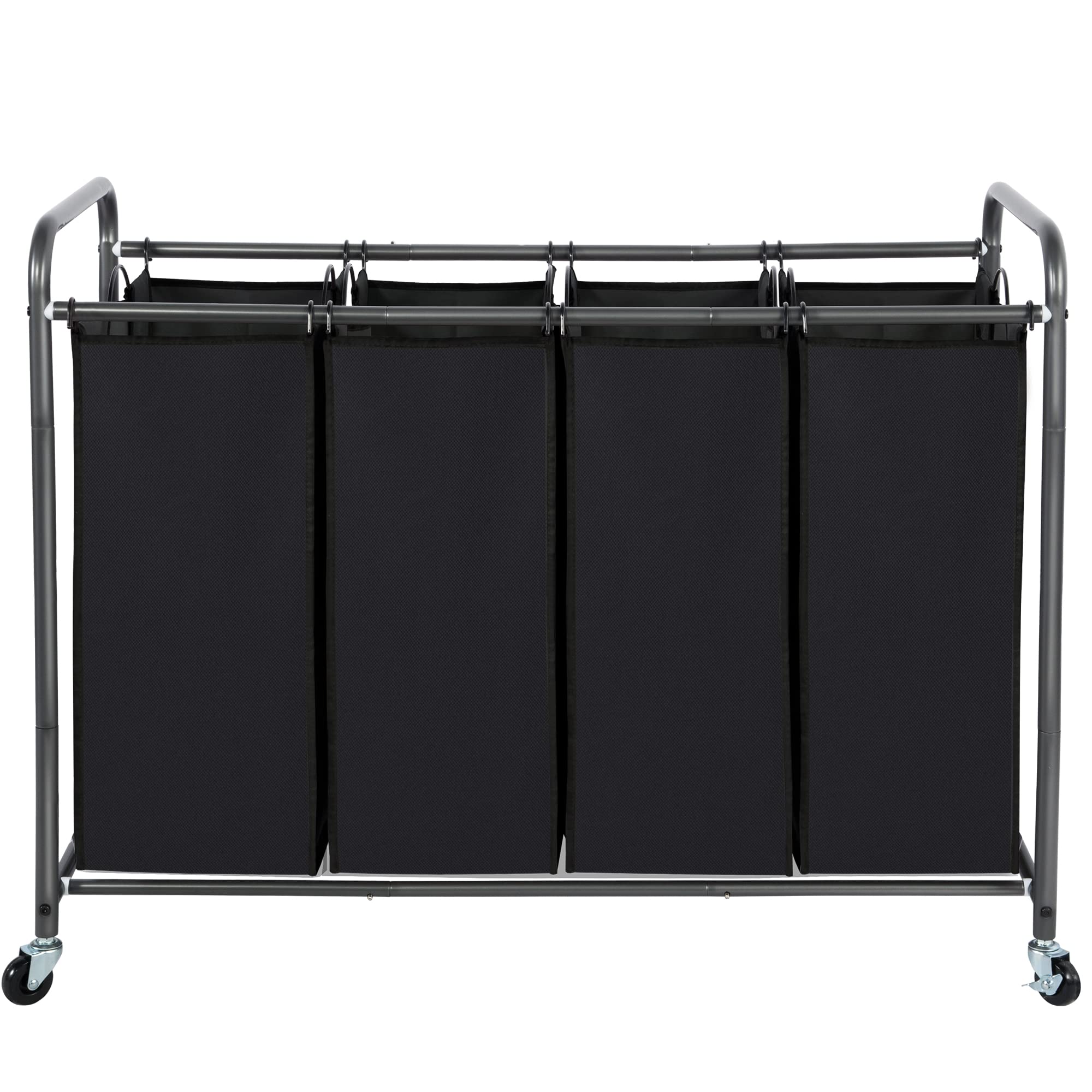 STO STO Laundry Sorter 4 Section, 4 Bag Laundry Hamper, Rolling Laundry Cart, Laundry Basket with Heavy Duty Lockable Wheels and
