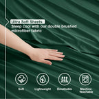 Nestl Queen Sheets Set - 4 Piece Bed Sheets For Queen Size Bed, Double Brushed Queen Size Sheets, Hotel Luxury Dark Green Sheets, Extra Soft Bedding Sheets & Pillowcases