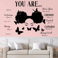 Chinco Black Girl Wall Stickers for Teen Inspirational Quote Wall Decal Butterfly Motivational Saying Positive Vinyl Stickers fo
