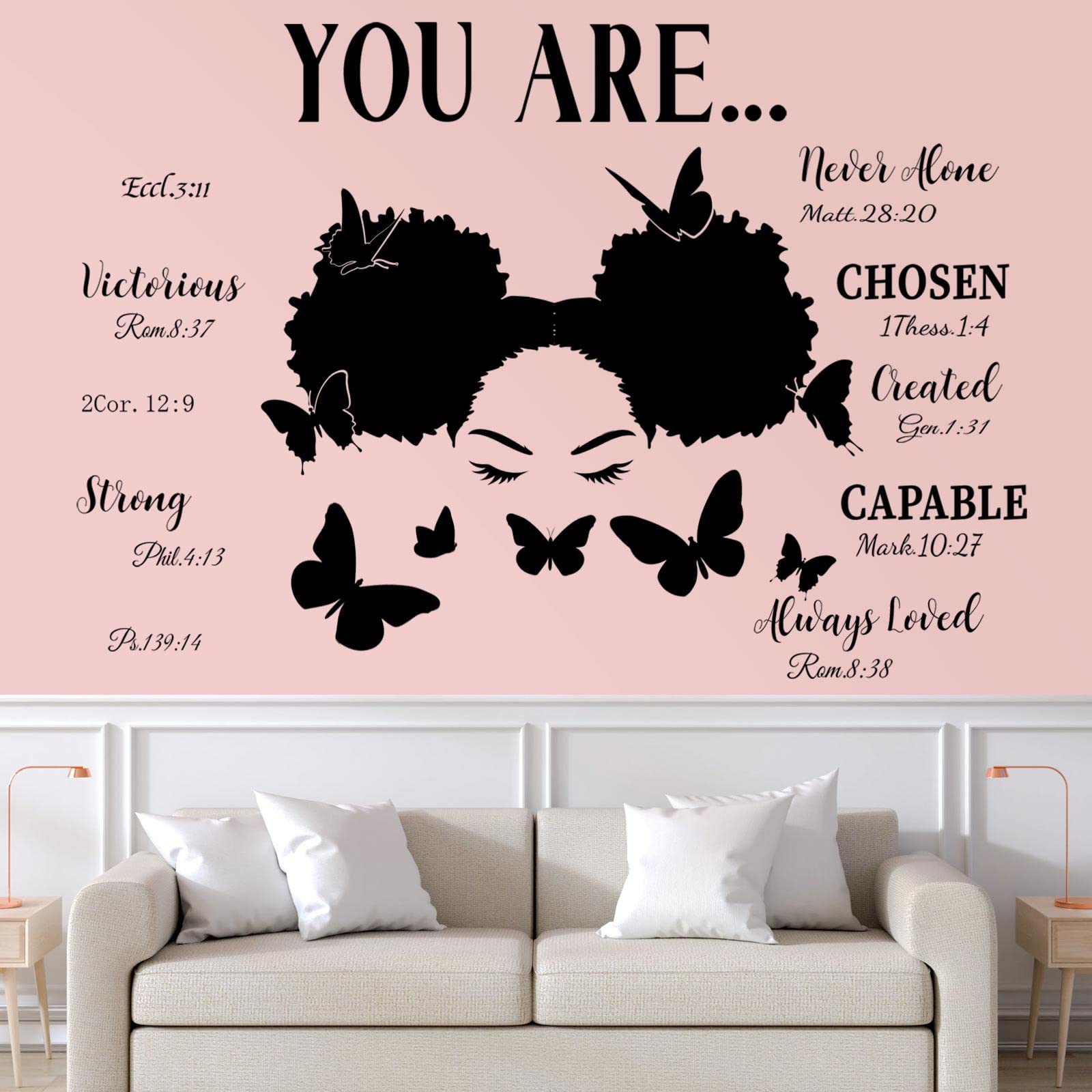 Chinco Black Girl Wall Stickers for Teen Inspirational Quote Wall Decal Butterfly Motivational Saying Positive Vinyl Stickers fo