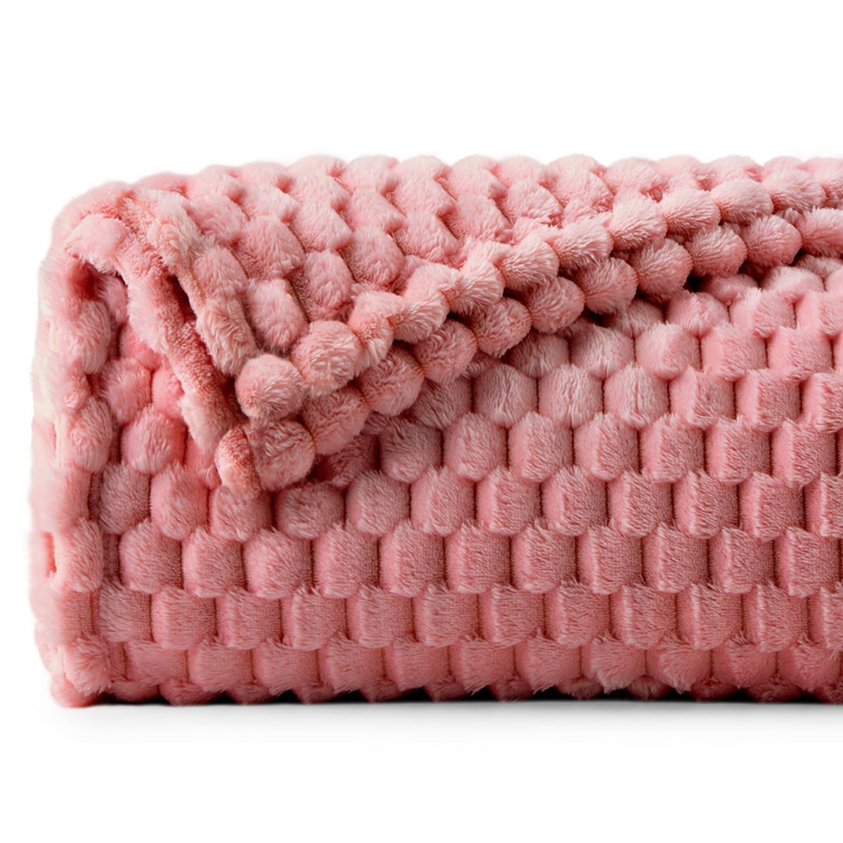 Bedelite Fleece Blanket Twin Blanket For Bed Couch, 3D Jacquard Decorative Dusty Pink Throw Blanket, Soft And Cozy Warm Plush Fu