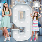 4FT Marquee Light Up Numbers - Cool White Light Up Numbers 9 with Fixed Water Bag, Party Decoration Large Marquee Light Up Numbe