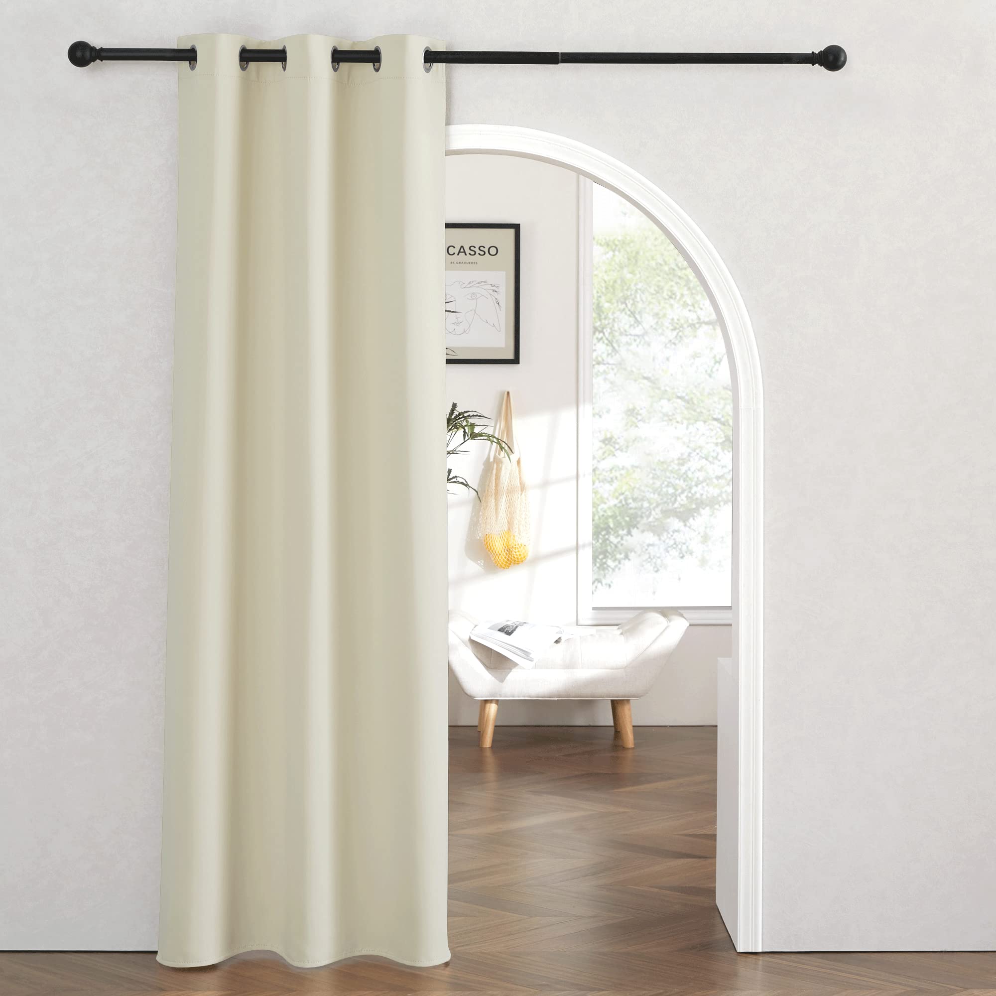 Ryb Home Blackout Curtains Thermal Insulating Privacy Temporary Door Curtains For Bedroom Closet Doorway Accordion Door Interior