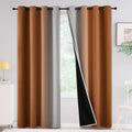Yakamok 100% Blackout Burnt Orange Curtains for Bedroom,Ombre Room Darkening Curtains for Living Room Grommet Window Curtains 84